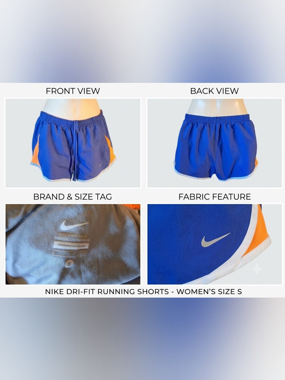 Nike Men’s Royal Blue Athletic Shorts with Orange Accent